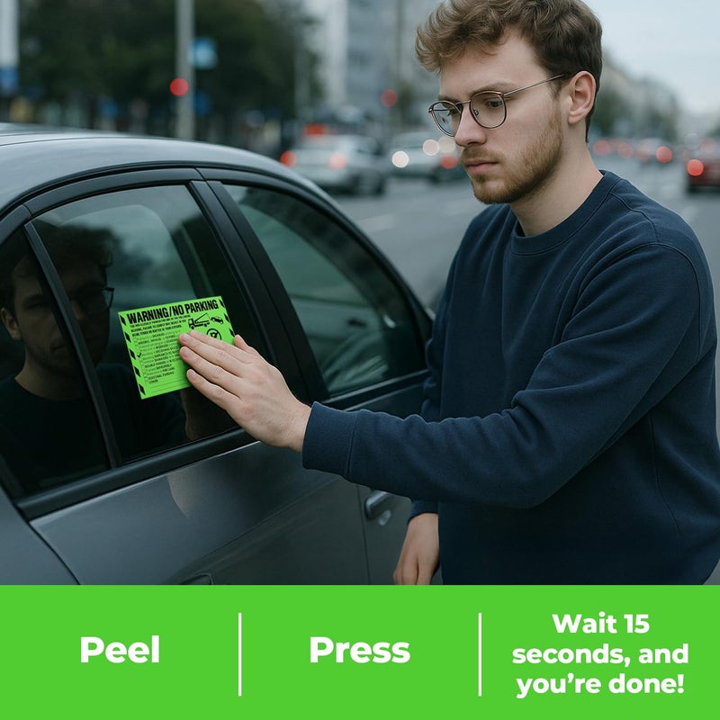 MESS 100 MESS Parking Violaton Stickers 8x5 in â€“ Green Multi-Reason Warning Labels for Towing & Improper Parking â€“ Super Sticky & Hard to Remove - Image 4